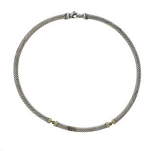 David Yurman Metro 14K Gold Sterling Cable Necklace