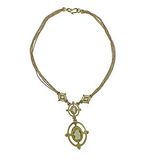 Paul Morelli Yellow Gemstone 18k Gold Pendant Necklace