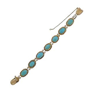 18k Gold Turquoise Bracelet