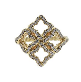 David Yurman Venetian Quatrefoil Diamond 18k Gold Ring