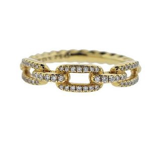 David Yurman Stax Chain 18k Gold Diamond Ring