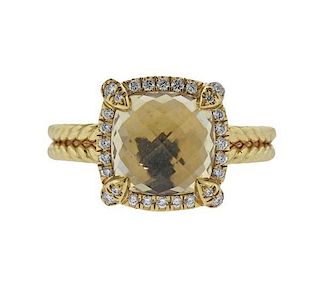 David Yurman Chatelaine Citrine Diamond 18k Gold Ring