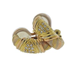 Cartier 18k Gold Diamond Hoop Earrings