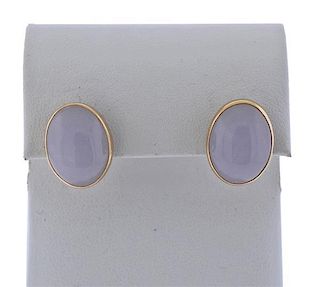 14k Gold Lavender Jade Earrings