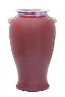 A Large Flambe Glaze Vase, Height 21 3/8 inches.