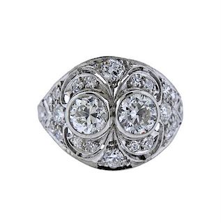 Art Deco Platinum Diamond Dome Ring