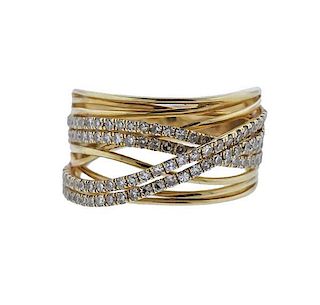 14K Gold Diamond X Band Ring