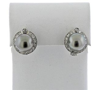 Platinum Diamond South Sea Pearl Earrings