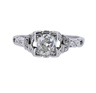 18k Gold Old Mine Diamond Engagement Ring