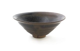 A Chinese Brown and Black Glaze Pottery Tea Bowl, Diameter 5 1/16 inches.