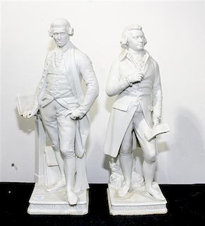 A Pair of Bisque Figures Height of taller 16 1/2 inches.