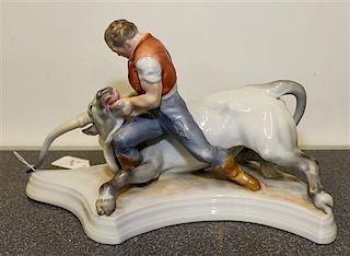 A Herend Figure of a Bull Fighter Length 11 1/2 inches.