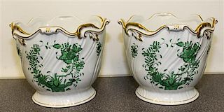 A Pair of Herend Cache Pots Height 6 inches.