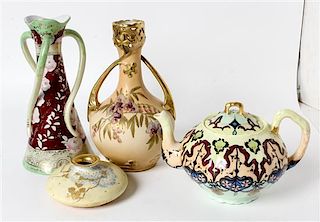 A Group of Four Porcelain Articles Height of tallest 10 inches.