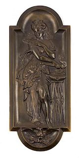 * A French Bronze Plaque Height 15 3/8 inches.