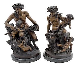 * After Claude Michel (Clodion), (19th/20th Century), Satyr and Putti, Bacchante and Putti (two sculptures)