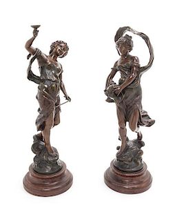 * Two Cast Metal Figures, after Moreau Height of taller 20 1/2 inches.