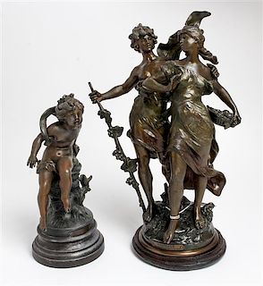 * Two Cast Metal Figures, after Moreau Height of taller 15 inches.