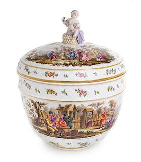 * A German Porcelain Covered Urn Height 16 1/4 inches.