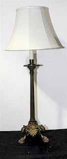 A Neoclassical Style Bronze Lamp Height overall 39 1/2 inches.