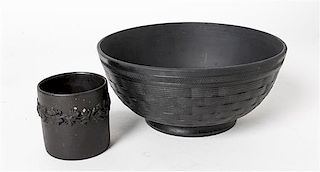 Two Wedgwood Basalt Articles Diameter of larger 6 1/2 inches.