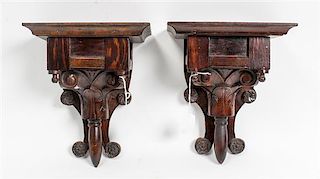 A Pair of Renaissance Revival Wall Brackets Height 10 inches.