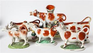 * A Group of Six Ceramic Creamers Width of widest 9 3/8 inches.