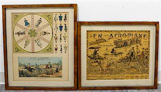 * A Collection of French Lithograph Prints and Paper Game Boards First 20 x 24 1/4 inches.