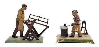 * Two German Painted Tin Toys Height of tallest 5 1/2 inches.