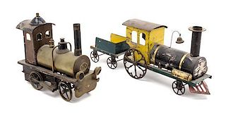 * Two Continental Painted Tin Steam Locomotives Length of longer 10 1/2 inches.