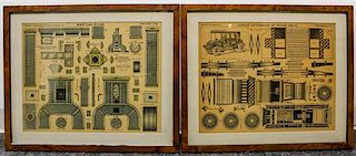 * A Collection of French Lithograph Paper Models and Game Boards Height of first 19 1/2 x width 23 1/4 inches.