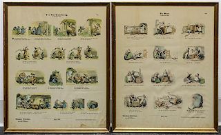 * Four French Lithograph Paper Models First 19 5/8 x width 15 5/8 inches.