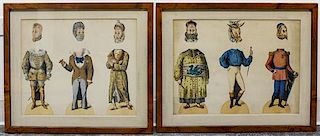 * A Pair of French Lithograph Paper Doll Sets 18 1/4 x 21 inches (framed).