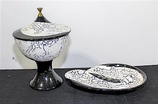 A Group of Two Haeger Pottery Articles Height of first 10 3/4 inches.