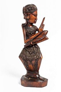A Carved Wood Maternity Figure Height 15 3/4 inches.
