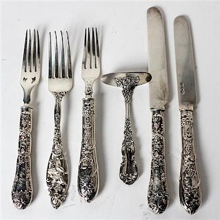 An Assembled Collection of Silver Flatware, various makers, comprising a Towle Silversmiths two-piece carving set, two youth 