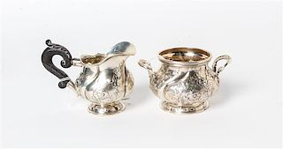 An Austro-Hungarian Silver Creamer and Sugar Set, Mark W&C, Vienna, Early 20th Century, the twist-decorated baluster bodies w