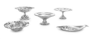 * A Collection of Five American Silver Table Articles, Wallace Mfg. Co., Wallingford, CT and others, comprising three compote