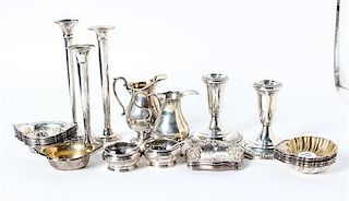 * A Collection of American Silver Articles, various makers, comprising a pair of weighted candle sticks, a pair of Gorham Mfg