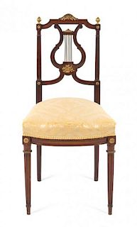 * A Louis XVI Style Gilt Bronze Mounted Side Chair Height 35 1/2 inches.