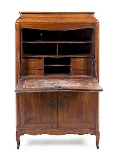 * A Louis XV Style Mahogany Secretaire a Abattant Height 53 x width 32 x depth 14 inches.