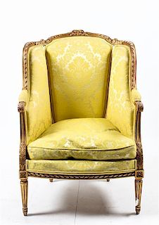* A Louis XVI Style Painted Berg-re Height 41 inches.