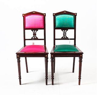 * A Pair of Napoleon III Side Chairs Height 37 inches.