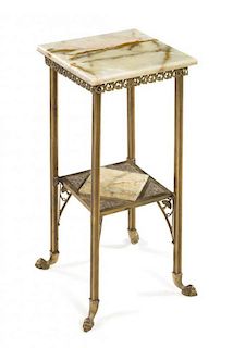 * A Victorian Gilt Brass and Onyx Stand Height 29 3/4 inches.