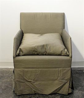 A John Saladino Silk Upholstered Villa Chair Height 32 1/2 inches.