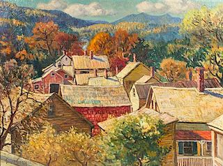* Elliot Bouton Torrey, (American, 1867-1949), Village Roofs, Vermont