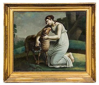 * Artist Unknown, (French, 19th century), Woman with a Lamb