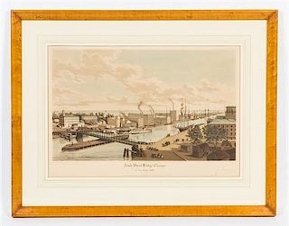 * Raoul Varin, (French, 1865-1943), Rush Street Bridge, Chicago, 1861 and McVickers's Theater (2 works)