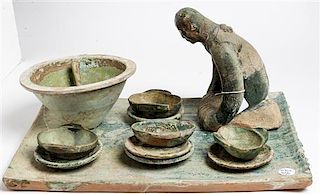 *A Pottery Ritual Set Height 9 inches.