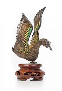 *An Enamel on Silver Figure of a Swan Height 4 1/4 inches.